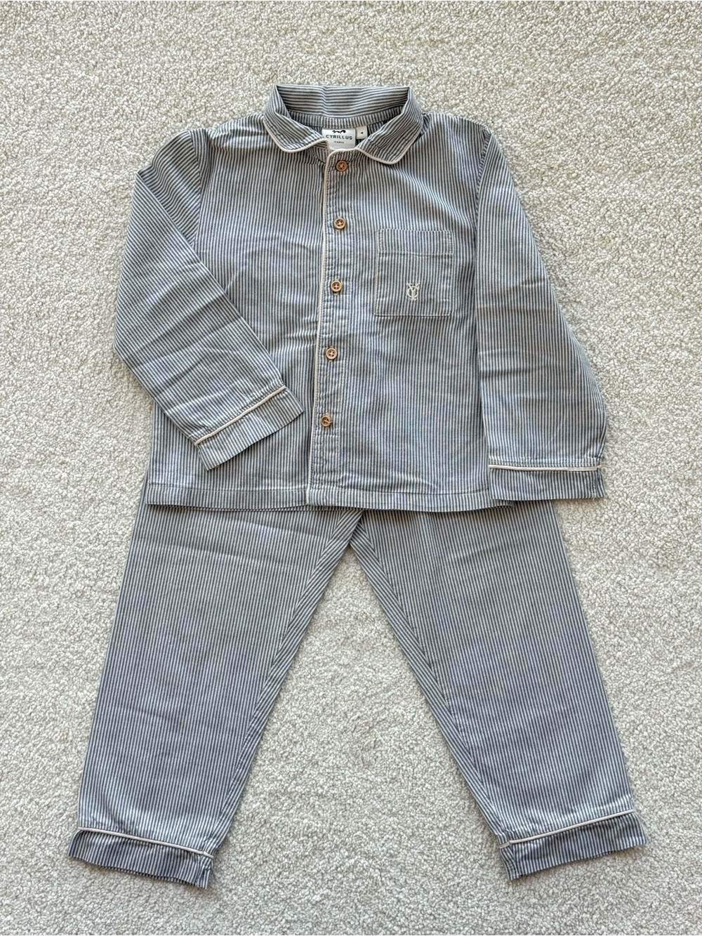 Cyrillus Paris Children's Gray Striped Pajama Set - Classic Comfort